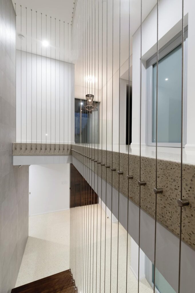 Polished white concrete floor
